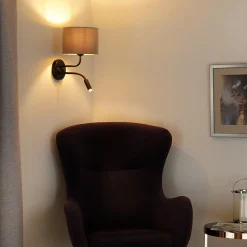 Rullaseinävalaisin, sametti, musta/beige, lukuvalo, lukuvalo