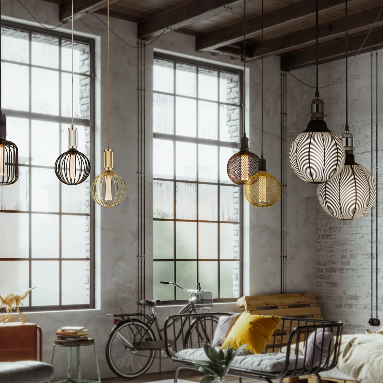 Rumpu LED-lamppu, musta, E27, 3,5 W, 1800 K, himmennettävä