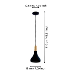 Sabinar-riippuvalaisin, 1-valo, musta, Ø 18 cm