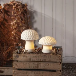 Sandy LED-aurinkovalaisin, 24 cm, valkoinen, muovi, sienen muotoinen