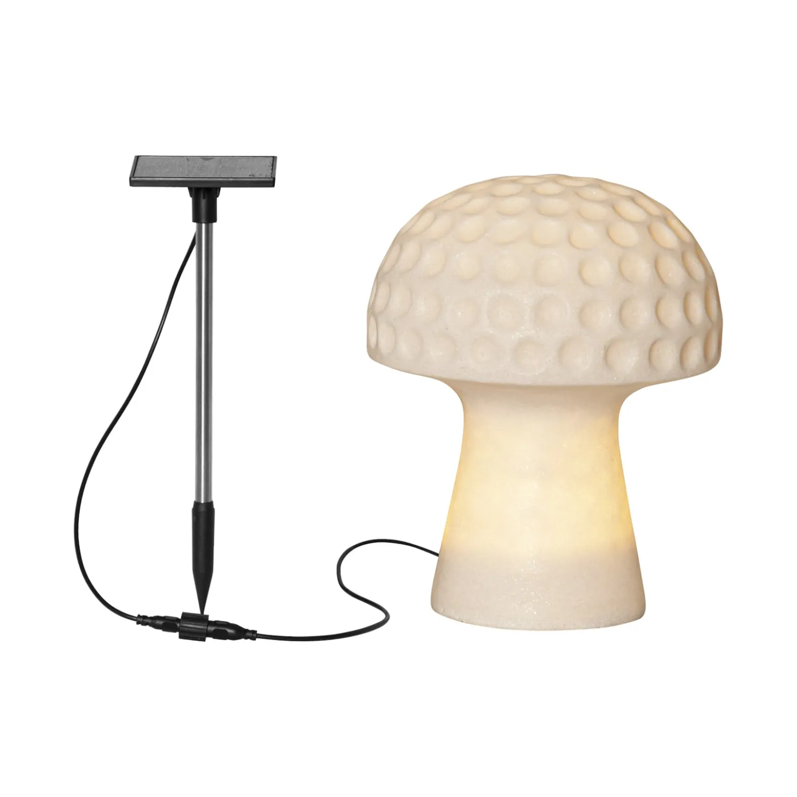 Sandy LED-aurinkovalaisin, 24 cm, valkoinen, muovi, sienen muotoinen