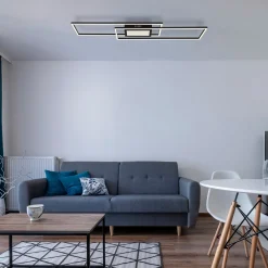 Saunders LED-kattovalaisin, pituus 96 cm, musta, 3D-efekti