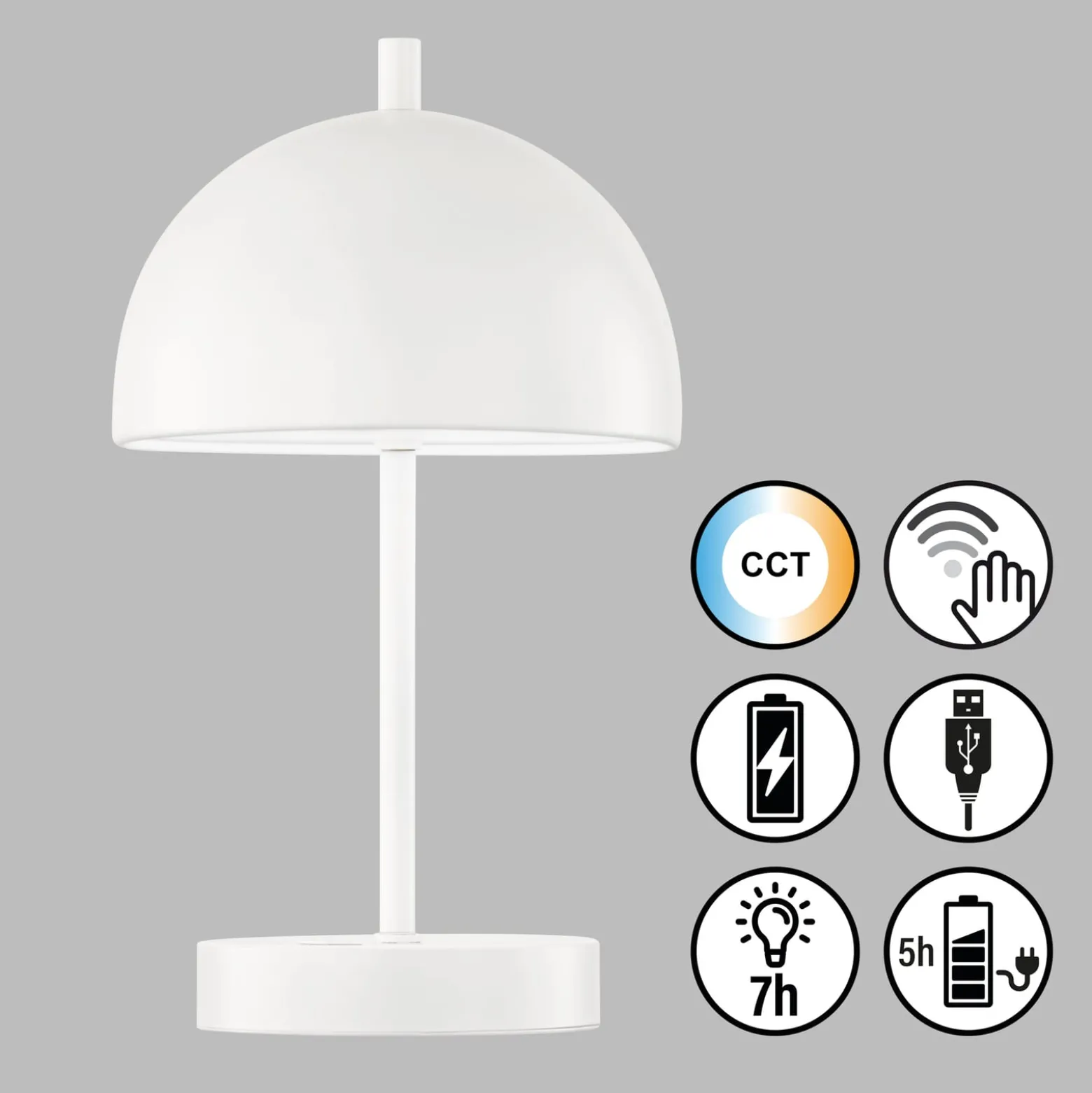 Schöner Wohnen Kia-LED-akkulamppu K 27cm valkoinen