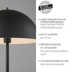 Schöner Wohnen Lattiavalaisin Ali, musta, rauta, E27