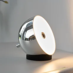 Schöner Wohnen LED-akkupöytälamppu Bellies, kromi, IP54