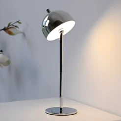 Schöner Wohnen LED-akkupöytälamppu Bellies, kromi, IP54
