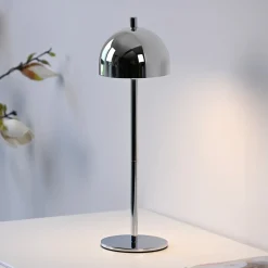 Schöner Wohnen LED-akkupöytälamppu Bellies, kromi, IP54