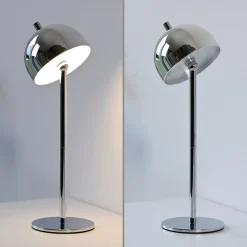 Schöner Wohnen LED-akkupöytälamppu Bellies, kromi, IP54