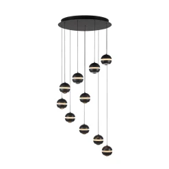Schöner Wohnen LED-riippuvalaisin Lini musta 10-lamppuinen pyöreä 3000K