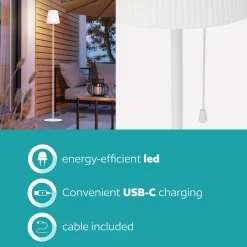 Scordiano-L aurinko-LED-terassivalaisin, valkoinen, korkeus 120 cm