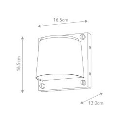 Scout ulkoseinävalaisin, musta, IP44, 16,5 cm x 16,5 cm