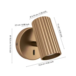 Seinäkohdevalaisin Portillo, messinki, korkeus 11 cm, metalli, GU10