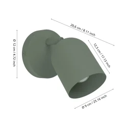 Seinäkohdevalaisin Tilston, tummanvihreä, Ø 9 cm, teräs, E14