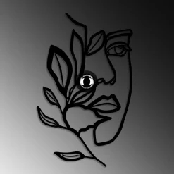 Seinälamppu Flower Faced, musta, metalli, 54 x 34 cm, pistoke
