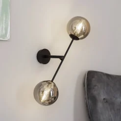 Seinälamppu Linear, musta/grafiitti, 2-lamppuinen