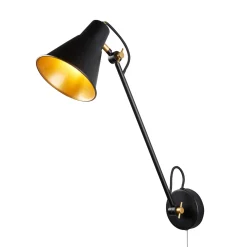 Seinälamppu 6302 metallista, musta-kulta