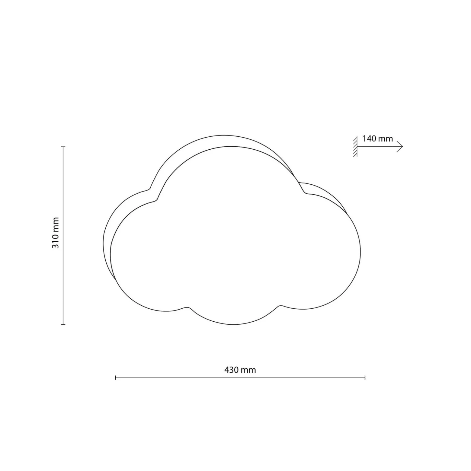 Seinävalaisin Cloud, beige, 43 cm leveä, tekstiili, pilvi, E27