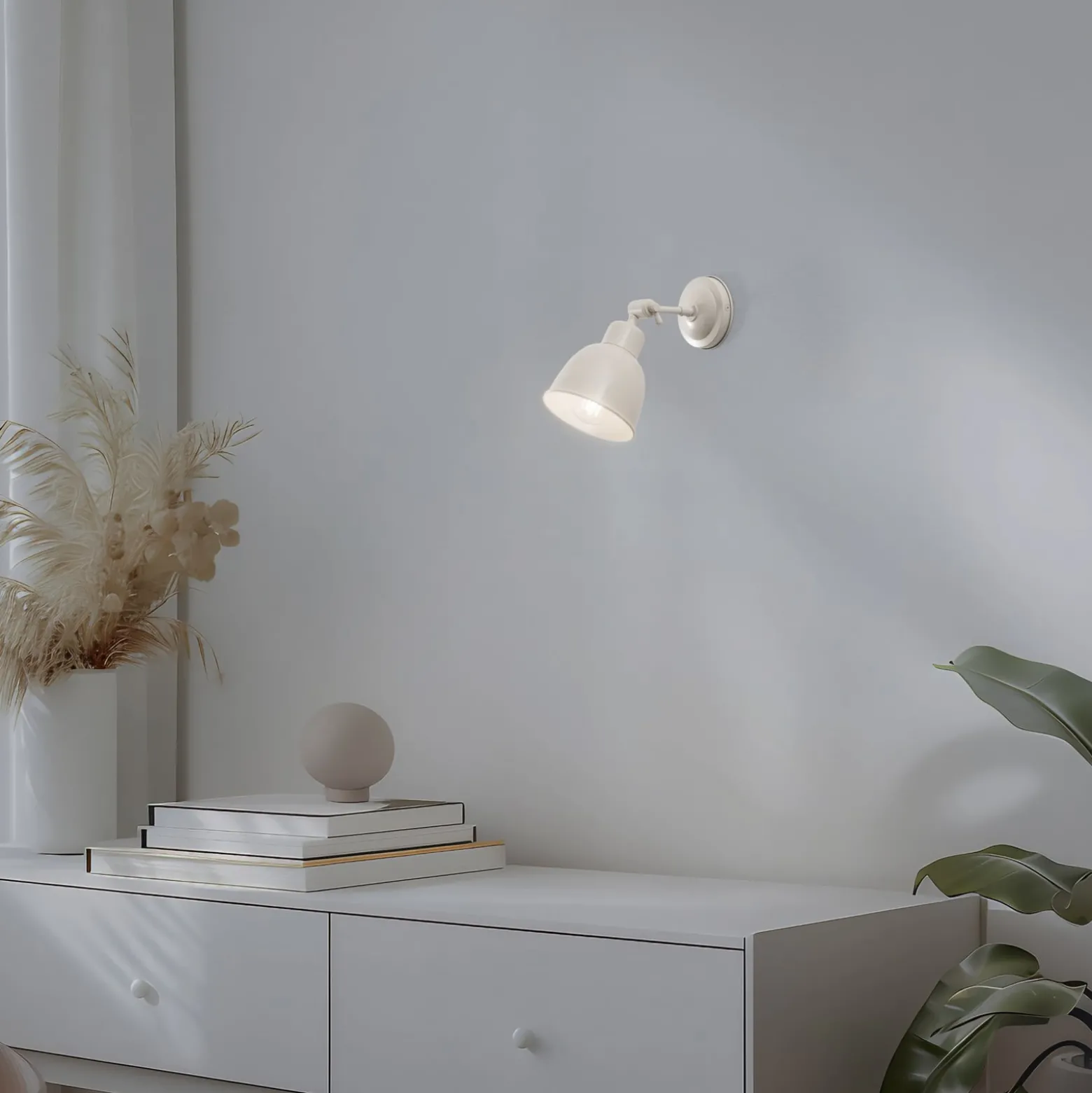 Seinävalaisin Emoti, beige, 1-lamppuinen, teräs, Ø 10 cm