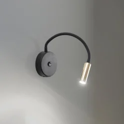 Seinävalaisin Lagos USB, musta/kulta, 27 cm, lukulamppu, G9