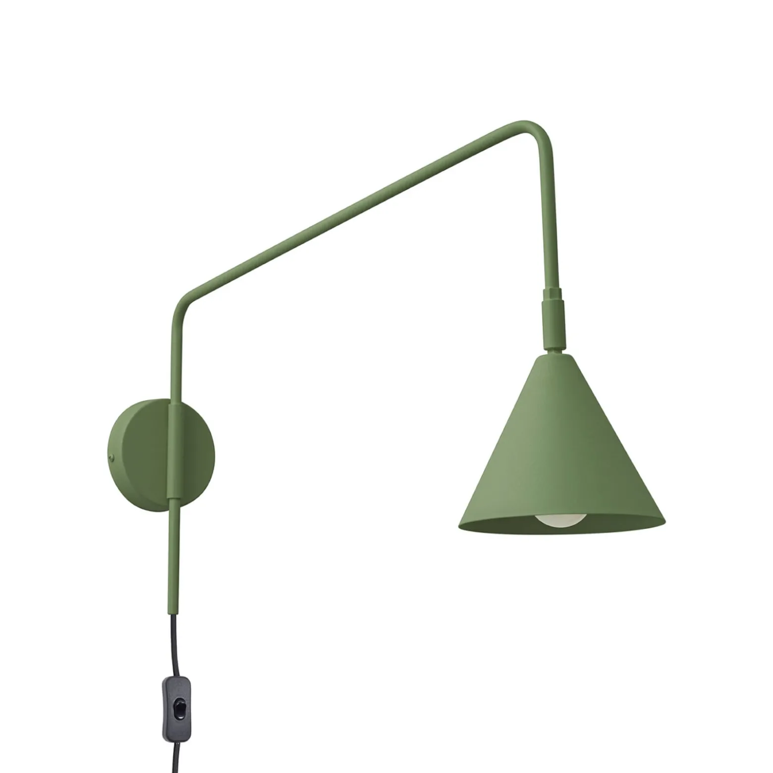 Seinävalaisin LYS, oliivinvihreä, Ø 14 cm, metalli, pistoke, E14