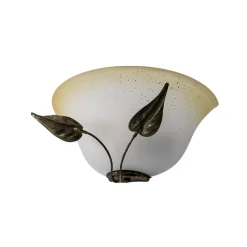 Seinävalaisin Mira, kerma/pronssi, lasi, 30 cm leveä, E27