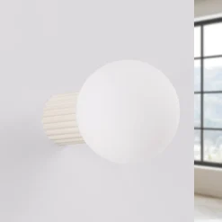 Seinävalaisin ORBI, beige, lasi/metalli, Ø 12 cm, IP44, G9