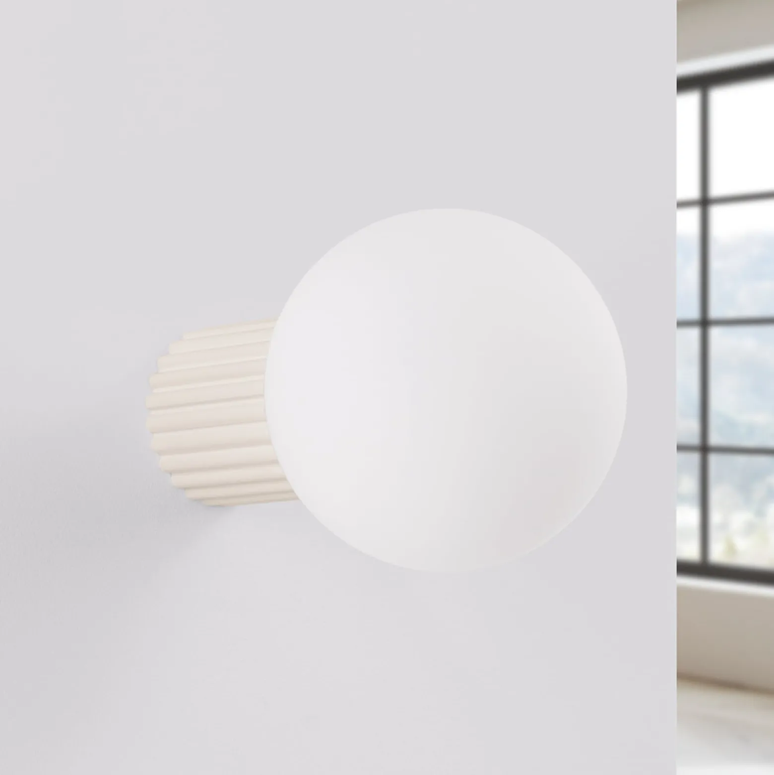 Seinävalaisin ORBI, beige, lasi/metalli, Ø 12 cm, IP44, G9
