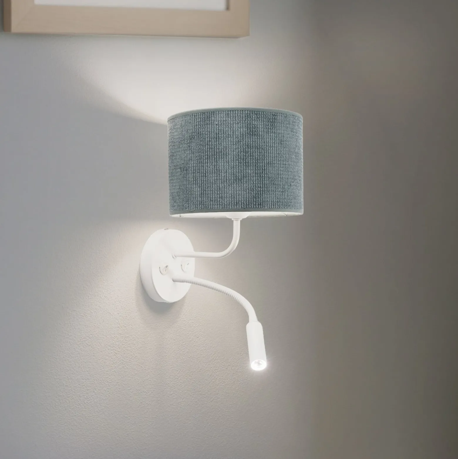 Seinävalaisin Roller, Cord minttu, valkoinen, lukuvalolla