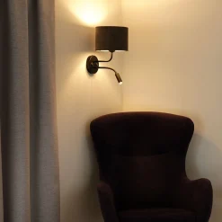 Seinävalaisin Roller, cord tummanharmaa, musta, lukuvalolla