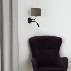 Seinävalaisin Roller, cord tummanharmaa, musta, lukuvalolla