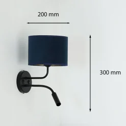 Seinävalaisin Roller, sametti tummansininen, musta, lukuvalolla