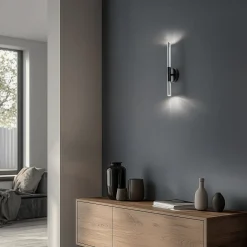 Seinävalaisin Sopel Lux, 2-lamppuinen, musta/hopea, korkeus 38 cm