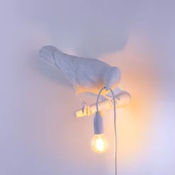 SELETTI Bird Lamp koristeellinen ulkoseinävalaisin, oikea, valkoinen
