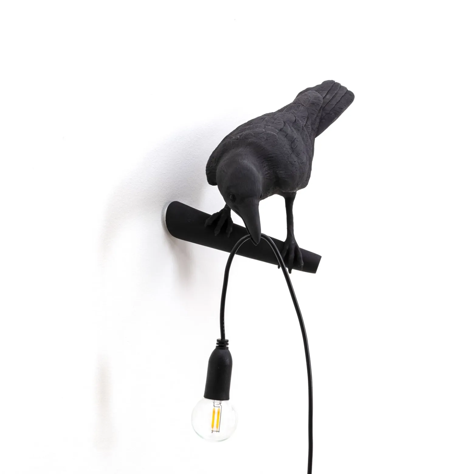 SELETTI Bird Lamp koristelamppu näkymä vasemmalle musta