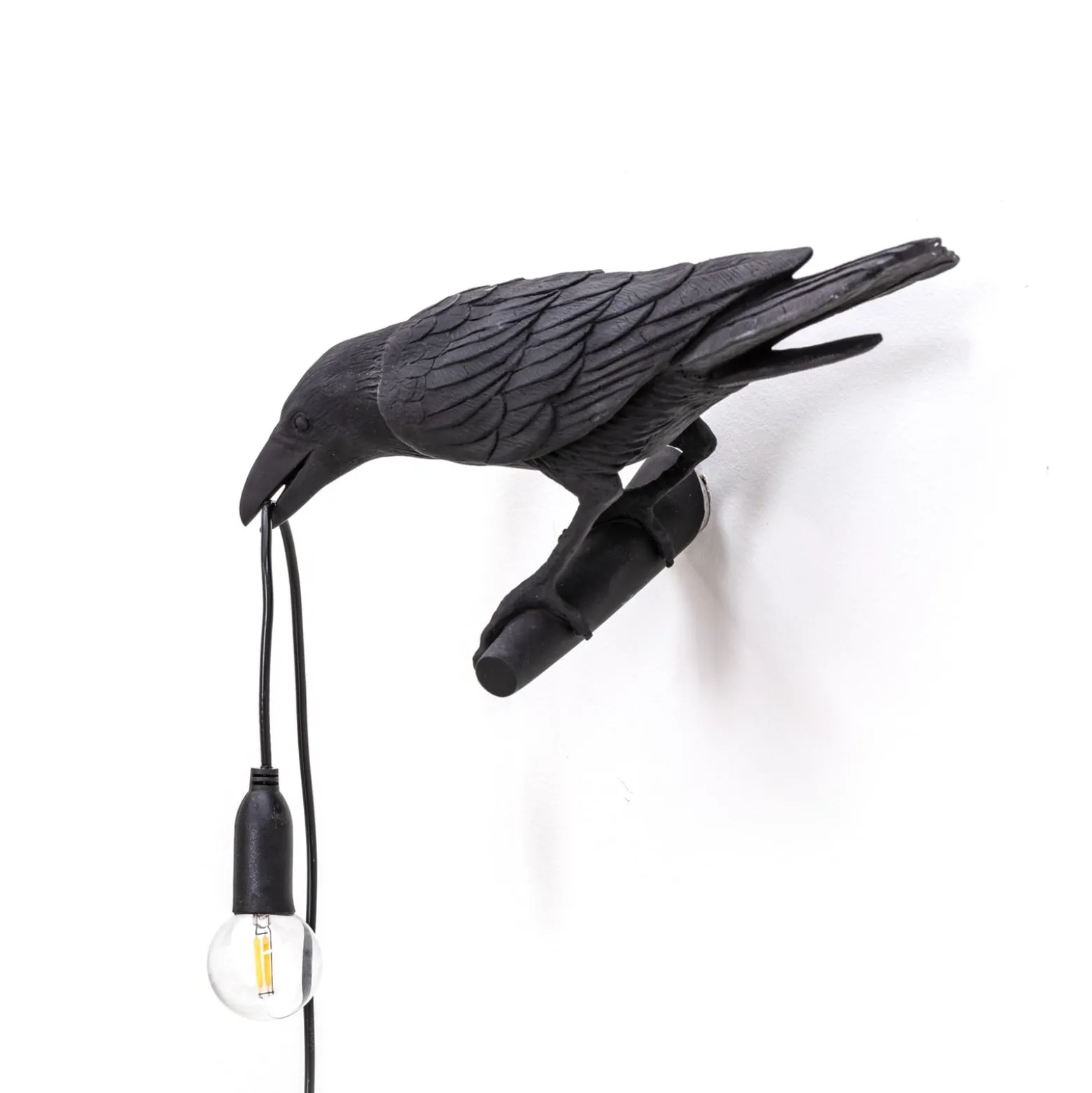 SELETTI Bird Lamp koristelamppu näkymä vasemmalle musta
