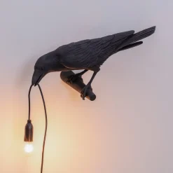 SELETTI Bird Lamp koristelamppu näkymä vasemmalle musta