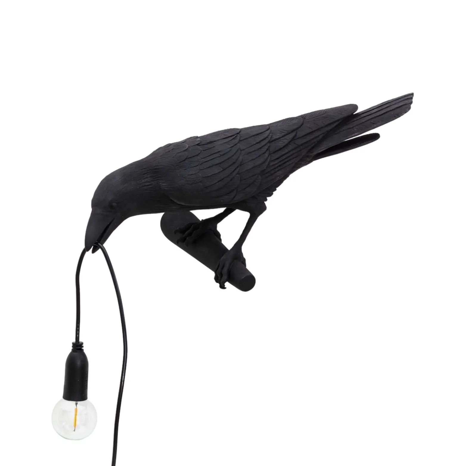 SELETTI Bird Lamp koristelamppu näkymä vasemmalle musta
