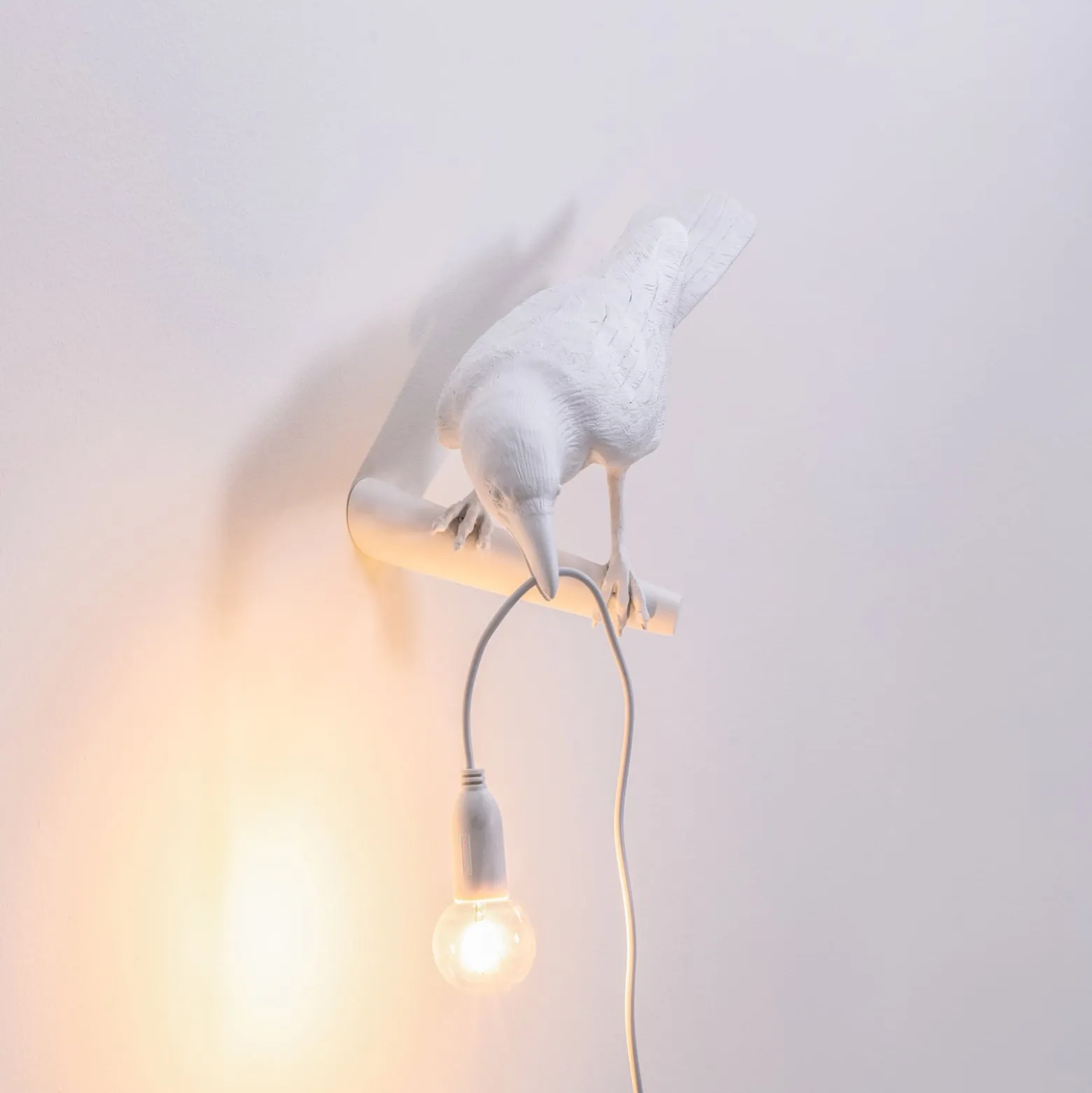 SELETTI Bird Lamp LED-koristeellinen seinävalaisin, vasen, valkoinen