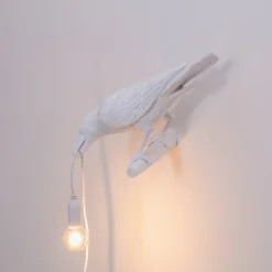 SELETTI Bird Lamp LED-seinävalaisin, näkymä vasemmalle, valkoinen