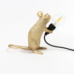 SELETTI Hiirilamppu LED-koristeellinen lamppu USB istuu kultainen