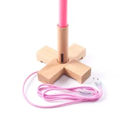 SELETTI LED-valaisin Linea, fuksia, puiset yksityiskohdat, yleisvalaisin,