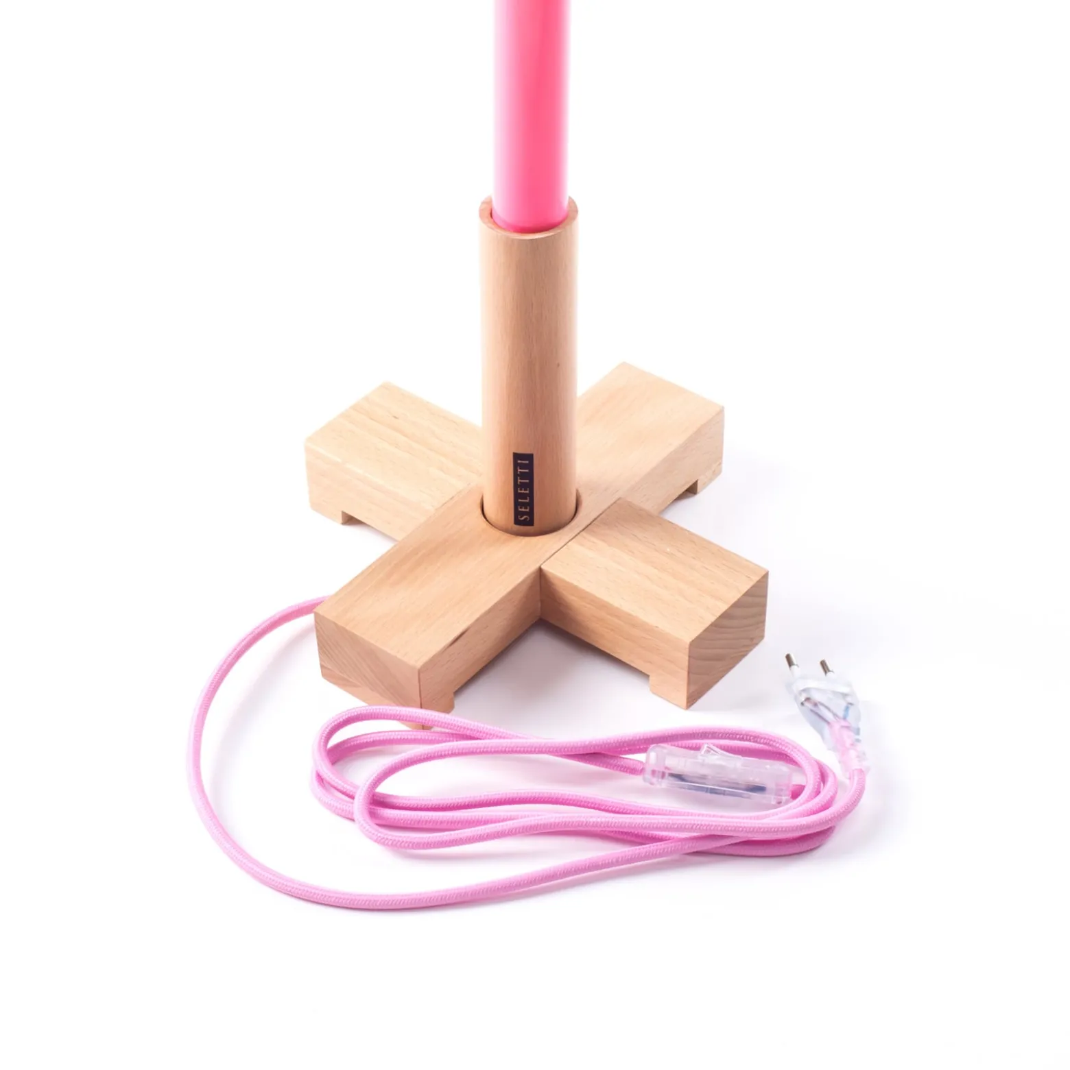 SELETTI LED-valaisin Linea, fuksia, puiset yksityiskohdat, yleisvalaisin,