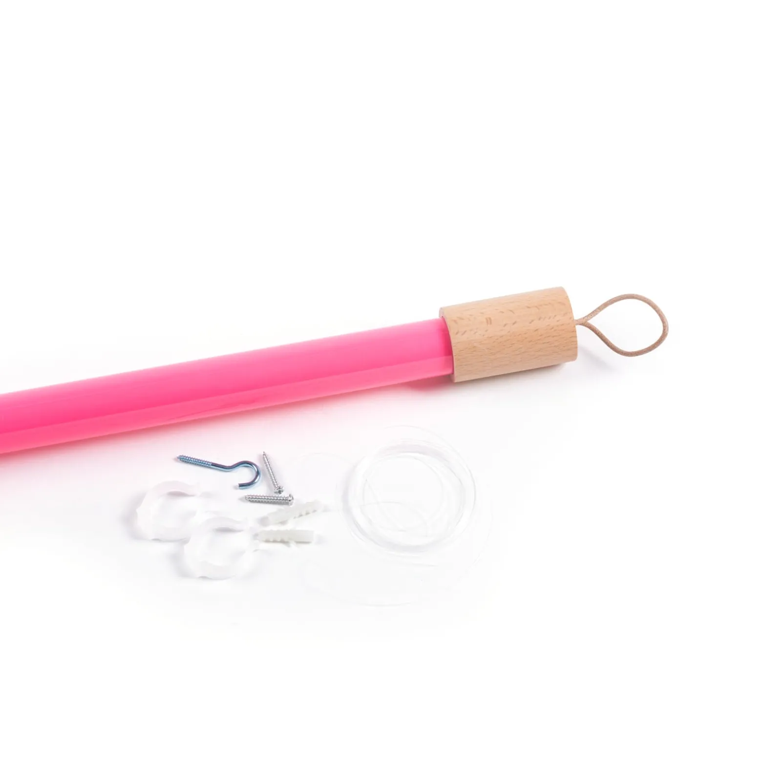 SELETTI LED-valaisin Linea, fuksia, puiset yksityiskohdat, yleisvalaisin,