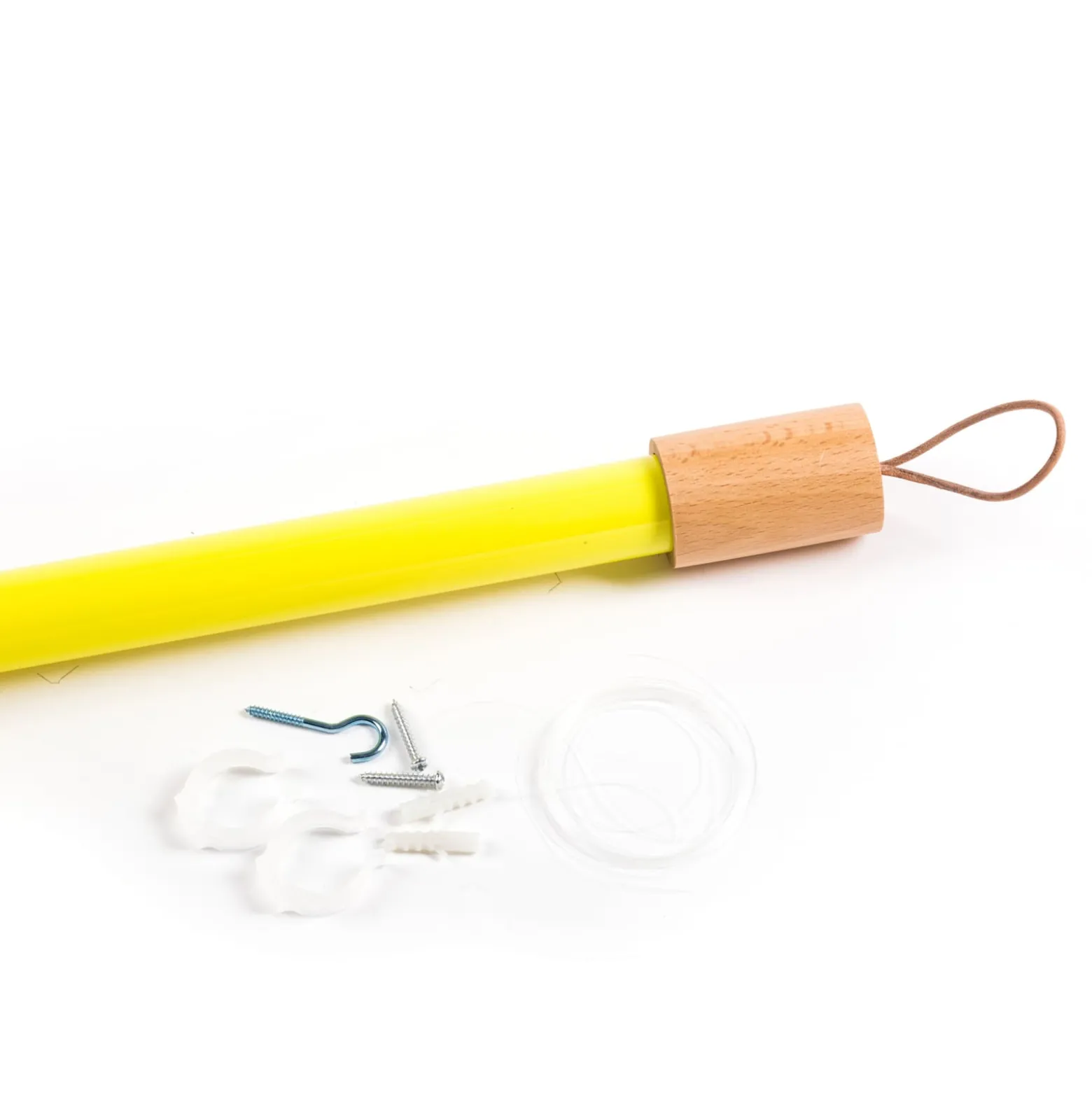 SELETTI LED-valaisin Linea, keltainen, puiset yksityiskohdat,