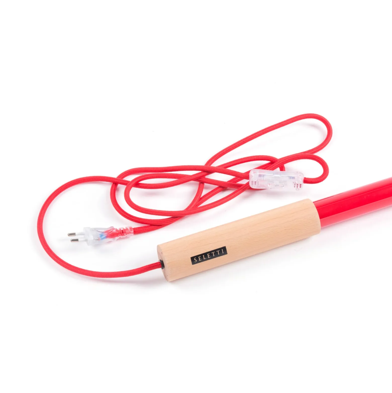 SELETTI LED-valaisin Linea, punainen, puiset yksityiskohdat, yleisvalaisin