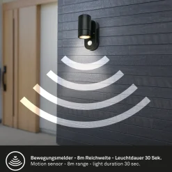 Sensor ulkoseinävalaisin 3789015, musta, muovi, GU10