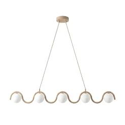 SINUS-riippuvalaisin, beige, pituus 110 cm, 5-lamppuinen, metalli/lasi