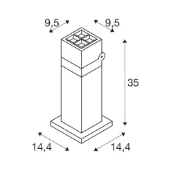 SLV LED-kantavalaisin S-Cube 35, antrasiitti, alumiini, korkeus 35 cm