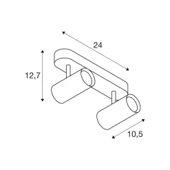 SLV LED-kattokohdevalo Noblo, musta, 3 000 K, pituus 24 cm