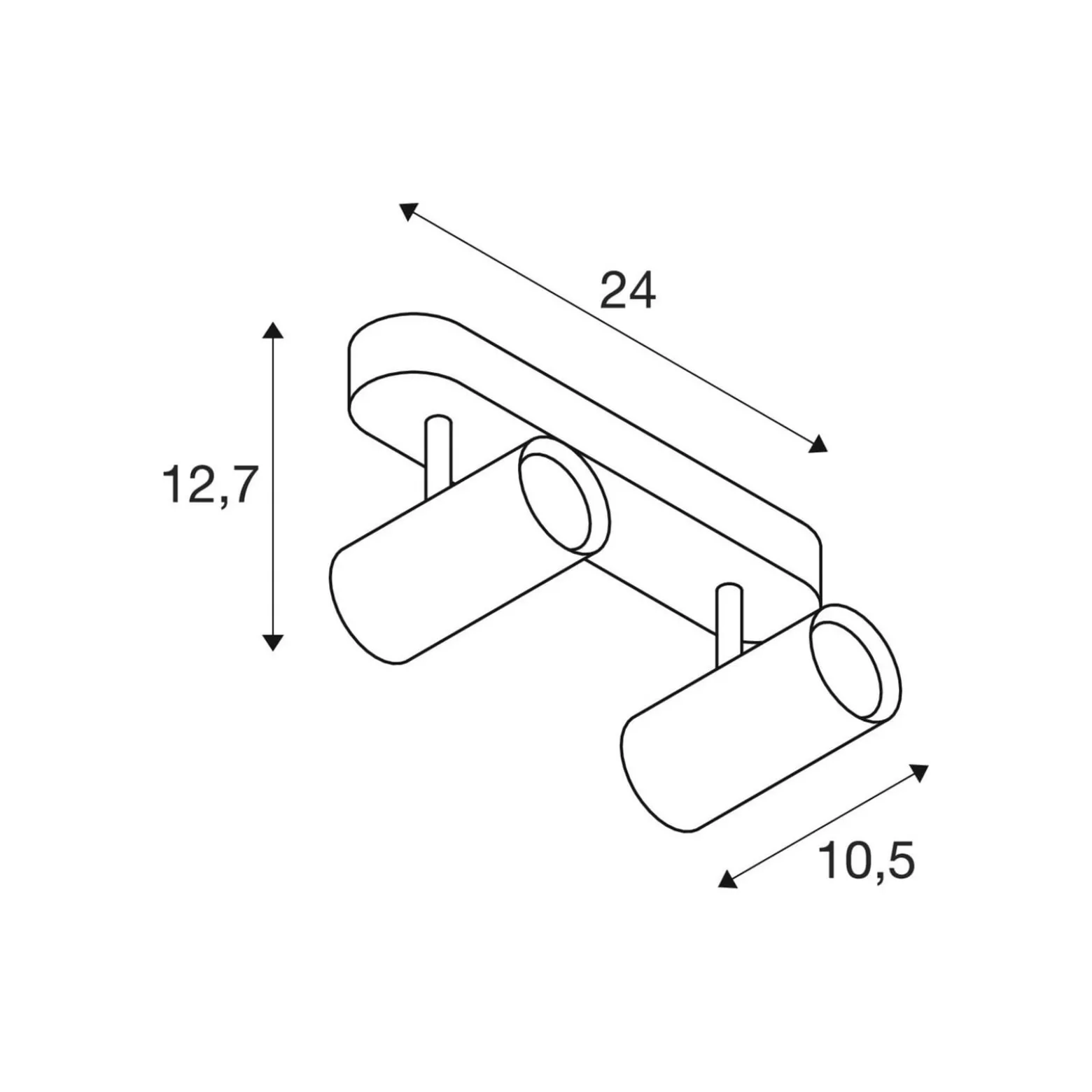 SLV LED-kattokohdevalo Noblo, valkoinen, 2700 K, pituus 24 cm